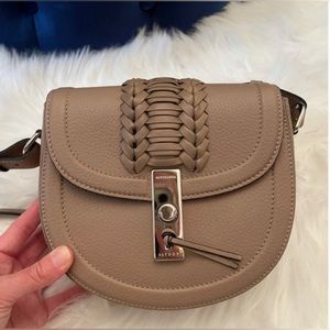 Altuzzara Ghianda mini saddle bag mink dark nude beige ASO Meghan Markle